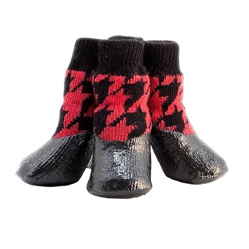 4 Teile/Satz Im Freien wasserdichte rutschfeste Anti-Fleck Hund Katze Socken Booties Schuhe Mit Gummi Sohle Haustier Pfotenschutz for kleine Große Hund (Color : Red, Size : 1)