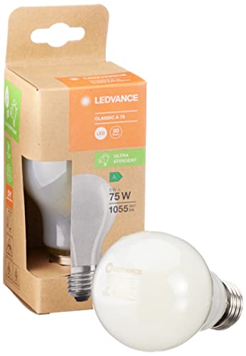 LEDVANCE LED Stromsparlampe, Matte Birne mit E27 Sockel, Warmweiß (3000K), 5 Watt, ersetzt herkömmliche 75W-Leuchtmittel, besonders hohe Energieeffizienz und stromsparend, 6er-Pack