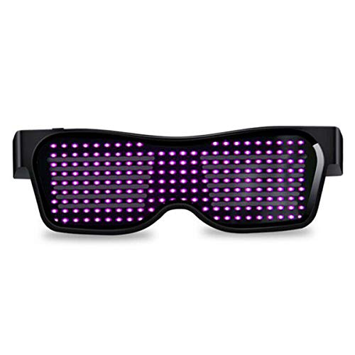 Queen.Y Led Brille Anpassbar Bt Leuchten Brillen Bluetooth App Verbunden Led Display Intelligente Brille USB Wiederaufladbare DIY Funky Brille für Nachtclub Party Bühne Dj Halloween