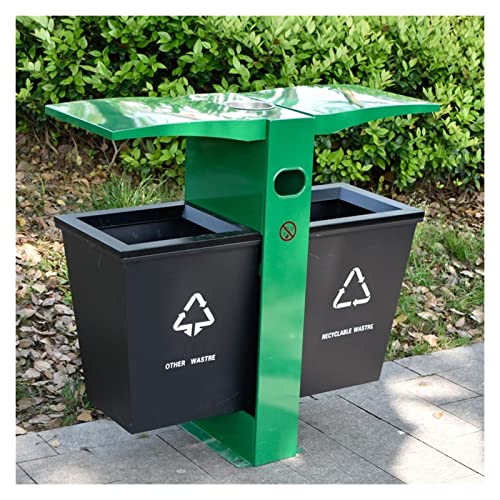 Outdoor Mülleimer Robuster Metall-Mülleimer for den Außenbereich, doppelter Sortier-Mülleimer mit Aschenbecher, abnehmbarer Sortier-Mülleimer, einfach zu installieren Mülleimer Abfallbehälter ( Color