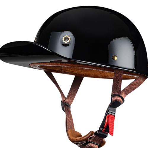 Vintage Deutscher Motorrad-Halbhelm, Retro-Vintage-Halbschalen-Jethelm, ECE/DOT-zugelassener Retro-Jethelm für Erwachsene, Männer und Frauen, für Fahrrad, Cruiser, Roller A,L58-60CM