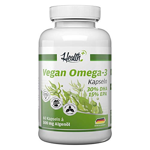 Health+ Algen-Öl Kapseln - veganes Omega 3, 60 Kapseln