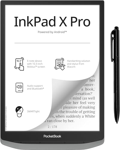 PocketBook e-Book Reader 'InkPad X Pro' (deutsche Version) 32 GB Speicher, 26,2 cm (10,3 Zoll) E-Ink Mobius Display - Mist Grey