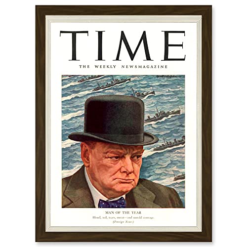 Magazine War 1941 Winston Churchill 'Man Of The Year' Time A4 Artwork Framed Wall Art Print Cover des Magazins Krieg Kirche Mauer
