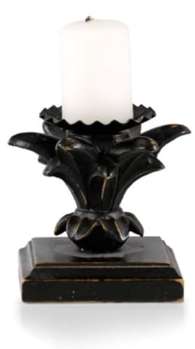 Casa Padrino Luxus Barock Kerzenhalter Antik Schwarz 9 x 9 x H. 9 cm - Kleiner handgeschitzter Barockstil Kerzenständer - Luxus Deko Accessoires im Barockstil - Luxus Qualität - Made in Italy