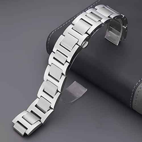 N / B Herren Damen Edelstahl UhrenarmbäNder Kompatibel Mit Cartier Einstellbare Metall-UhrenarmbäNder 14mm 16mm 18mm 20mm 22mm Ersatz-Faltuhr-ArmbäNder Armband