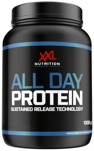 XXL Nutrition - All Day Protein - Eiweiss Protein Pulver - Allround-Eiweiß: Konzentrat, Casein, Isolat, Hydrolisat, Milcheiweiß - Himbeer Joghurt - 1000 Gramm