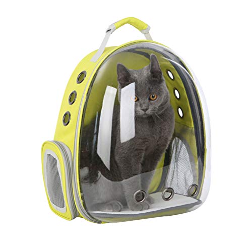 POPETPOP Rucksack für Haustiere, Katzen, Hunde, Welpen, Bubble Transparent, Space Kapsel Rucksack (gelb)