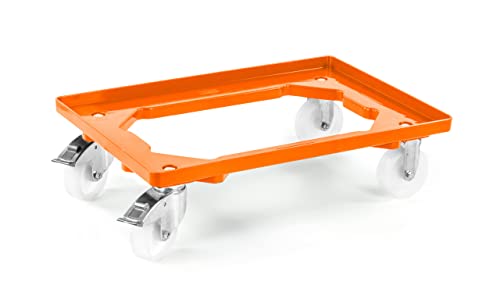 aidB Kunststoff Transportroller Offen - Orange - mit aidB Kunststoffräder, 2 Lenkrollen und 2 Bremsrollen - Einzel