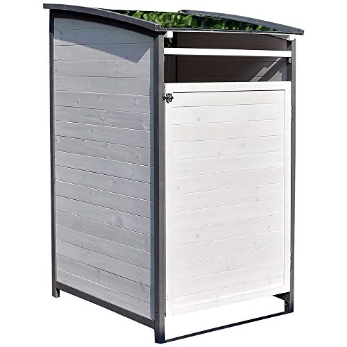 Melko Mülltonnenbox Einzelbox 120 Liter aus Holz Anthrazit/Weiß 73 x 85 x 127 cm, inkl. Rückwand