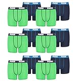 PUMA 12 er Pack Boxer Boxershorts Jungen Kinder Unterhose Unterwäsche, Farbe:686 - Green/Blue, Bekleidung:164