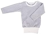 iobio Baby Longshirt Windelfrei Shirt W-Free aus Bio-Baumwolle kbA mit Bauchbündchen (50/56, Grau/Ecru)
