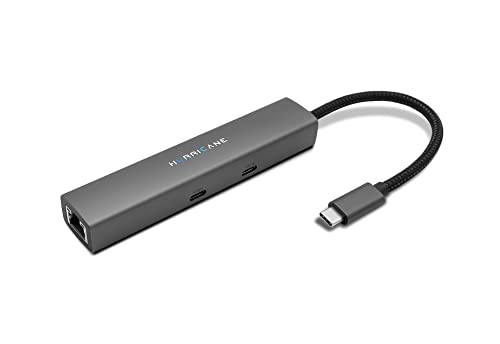 Hurricane USB C HUB C0546 Aluminium 6-in-1 Dock USB-C Adapter, LAN Ethernet RJ45 Netzwerkadapter, 4K HDMI, 100W Power Delivery, USB 3.0, kompatibel mit Laptop Notebook MacBook PC HDD