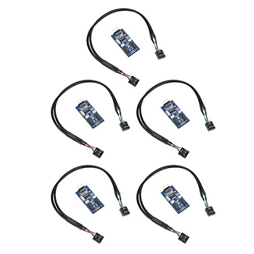 FEICHAO 1 / 5PCS Motherboard USB 2.0 9PIN Header Multiplier Splitter 9 Pin 1 bis 2 Port HUB Verlängerungskabel 30cm / 60cm Anschluss Adapter (5Pcs 60cm Type C)