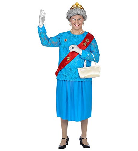 shoperama Lustiges GB Queen Kostüm für Herren englische Königin Elizabeth Lizzy Drag Queen JGA Junggesellenabschied Karneval Großbritannien, Größe:M/L
