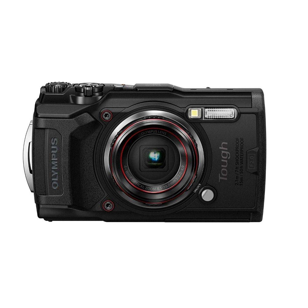 Olympus Tough TG-6 Actionkamera, 12 Megapixel Sensor, digitale Bildstabilisierung, 4x-Weitwinkel-Zoom, 4k-Video, 120fps, Wi-Fi, schwarz