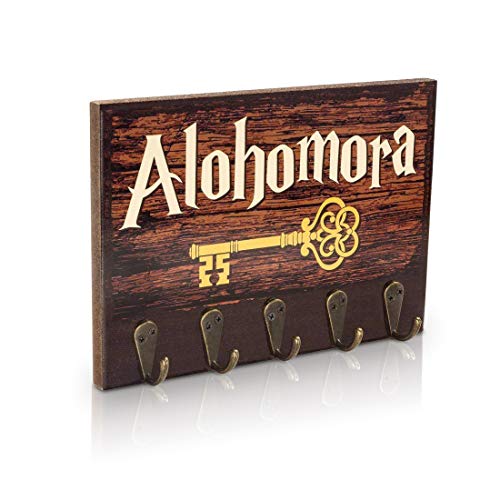 getDigital Alohomora Schlüsselbrett | Magische Schlüsselleiste mit Zauberspruch | Schlüsselboard mit 5 Schlüssel-Haken als fabelhafter Fanartikel