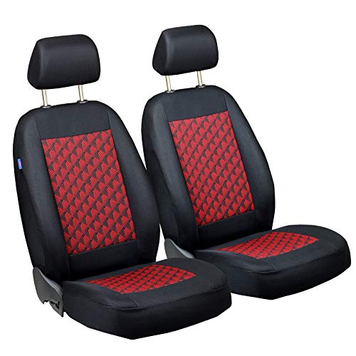 Zakschneider Mokka Vorne Sitzbezüge - für Fahrer und Beifahrer - Farbe Premium Schwarz-rot Effekt 3D