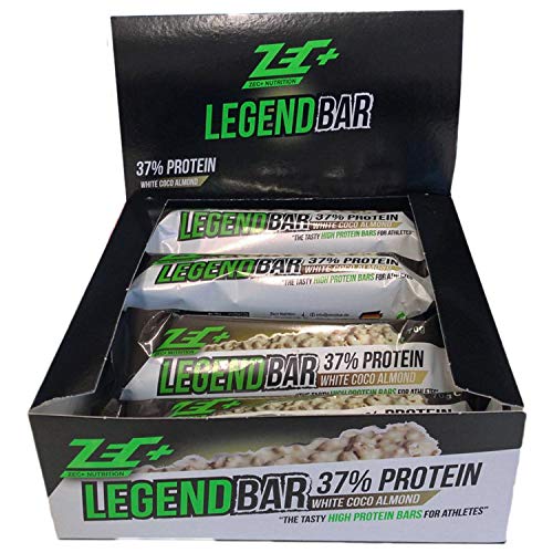 ZEC+ Legend Bar Proteinriegel – Geschmack Coconut Almond, 12 Riegel (840 g), Eiweißriegel mit 37% Proteingehalt und Aminosäuren