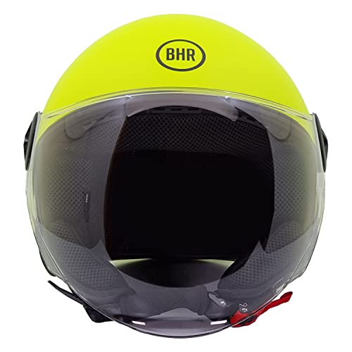 BHR Helm Demi-Jet 832 MINIMAL, Scooter Helm Zulassung ECE 22.06 Leicht und kompakt, ideal für die Stadt und unter der Sitzbank, Fluo gelb (Matt), M