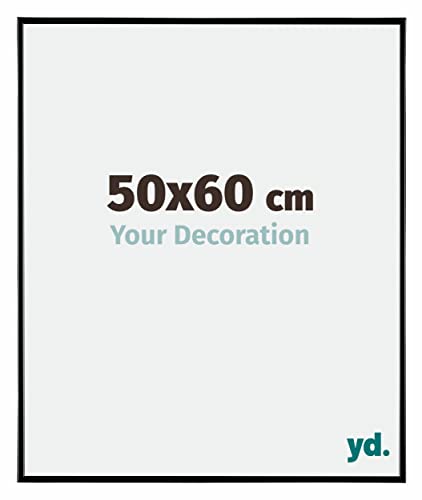 yd. Your Decoration - 50x60 cm - Bilderrahmen von Kunststoff mit Acrylglas - Antireflex - Ausgezeichneter Qualität - Schwarz Hochglanz - Fotorahmen - Evry,