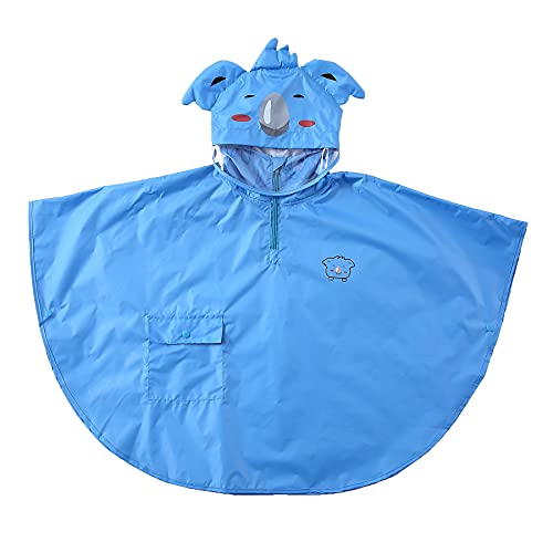 Wasserdicht Winddicht Poncho Cape Impermeable für Kinder Mädchen Regenjacke mit 3D Cartoon Tier Muster Blau Koala/M