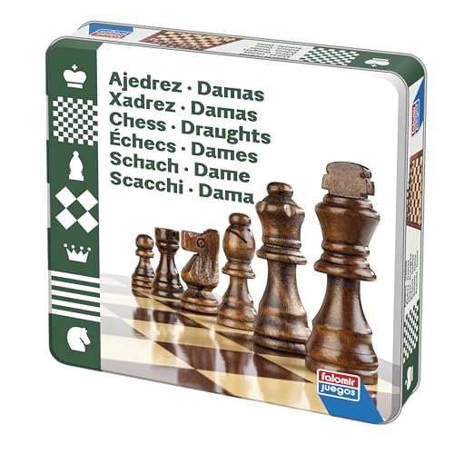 Falomir Schach | Die Kunst des Krieges in 64 Boxen | Blechdose | Klassische Brettspiele | für 2 Spieler (Alter 6+)