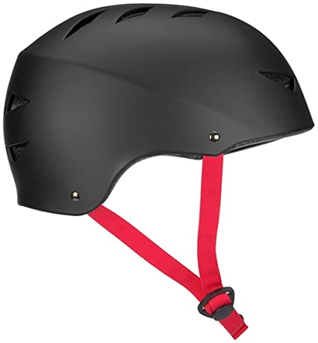 Nijdam Unisex-Youth N60EA02-BLK-S Skate Helmet, Schwarz/Rot, S