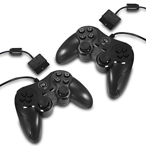 Eaxus® 2er Set Controller für PS2 & PS1 - PlayStation DoubleShock Gamepad mit Antirutsch-Oberfläche