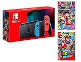 Konsole Nintendo Switch Rot/Blau Neon + Super Mario Odyssey + Mario Kart 8 Deluxe