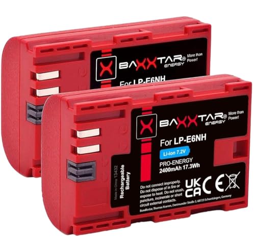Baxxtar 2X Pro Akku LP-E6NH (2250mAh) auch kompatibel mit Canon R5 R6