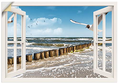 Artland Qualitätsbilder I Wandtattoo Wandsticker Wandaufkleber 100 x 70 cm Landschaften Fensterblick Foto Weiß A8MW Fensterblick Ostsee