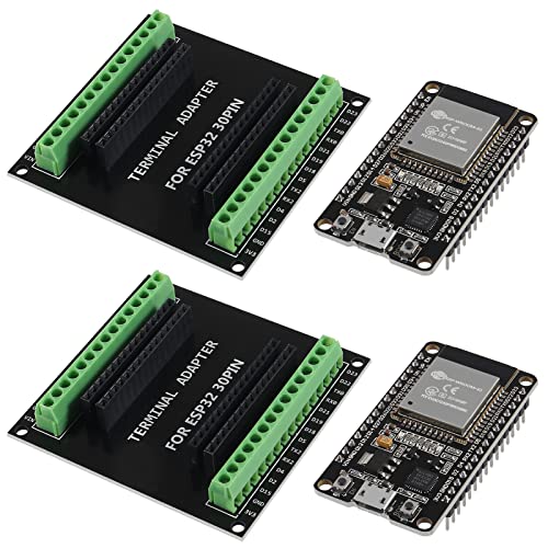 AITRIP 2 Sets ESP-WROOM-32 ESP32 ESP-32S Development Board CP2102 WiFi+Bluetooth Ultra-Low Power Dual Core ESP32-DevKitC-32 ESP-WROOM-32 mit ESP32 Breakout Board Shield GPIO 1 in 2 für Arduino