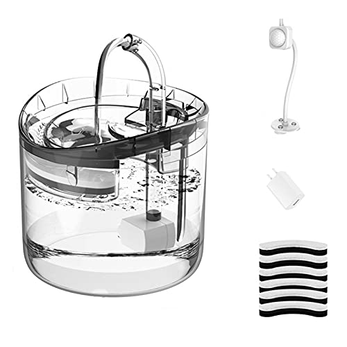 Kipebep Intelligenter Wasserbrunnen mit Wasserhahn Wasserspender Transparenter Trinker Haustiertrinkfilter Sensor Eu Plug