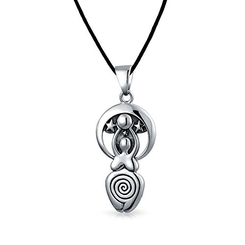 Keltische Göttin Der Fruchtbarkeit Anhänger Halskette Für Frauen Oxidiert 925 Sterling Silber Schwarze Seide Schnur