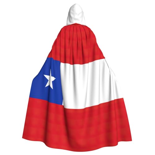 JBYJBX Flagge von Chile Druck, Halloween, Unisex, Länge mit Kapuze, Weihnachtsumhang, Vampir-Hexenumhang, Cosplay-Kostüm
