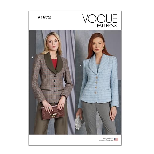 Vogue Schnittmuster-Set für Damen, halb-taillierte und gefütterte Jacke, Design-Code V1972, Größen 44-46-48-50-52