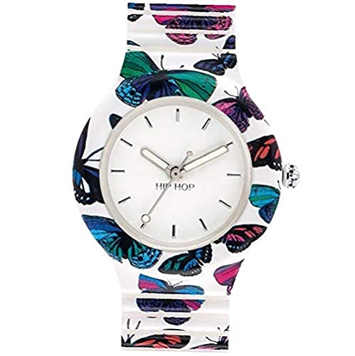 Hip Hop Watches - Damen Hip Hop Butterfly Armbanduhr HWU0675 - Animals Addicted Collection - Silikonarmband - 32mm Gehäuse - Wasserdicht - Quarzwerk