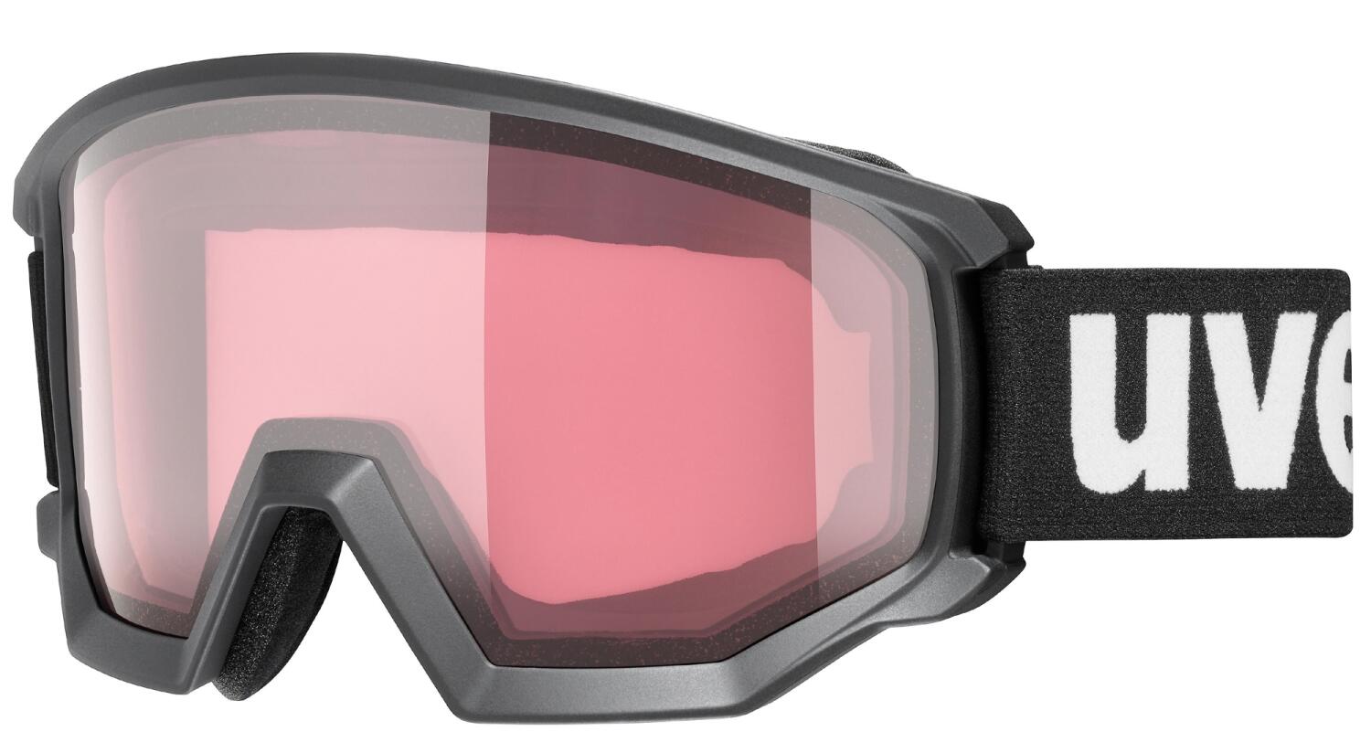 uvex Athletic Variomatic Skibrille Brillentr&auml;ger (2030 black matt, variomatic pink clear (S2-3))