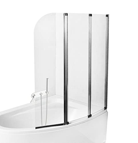 ECOLAM Badewannenabtrennung für Badewanne Duschabtrennung Ambition Glaswand Glasabtrennung 3-teilig 139 cm Klarglas Glas