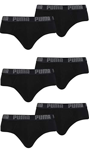 Puma Brief Unterhosen Herren. 6er Pack (M - 6er Pack, schwarz)