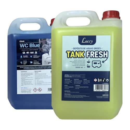 MUNTRADE Set WC Blue 5L + Tank Fresh 5L | Zusatz für Schwarzwasser und Zusatz für Grauwasser von Wohnwagen und Wohnmobilen | sanitärflüssigkeit für campingtoilette