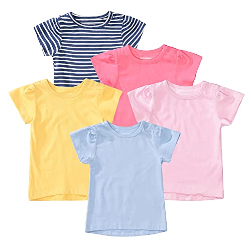 T-Shirt Baby Mädchen 5er-Set - Bio-Baumwolle, Organic Cotton, super weich und bequem - Bunt, Größe 86/92