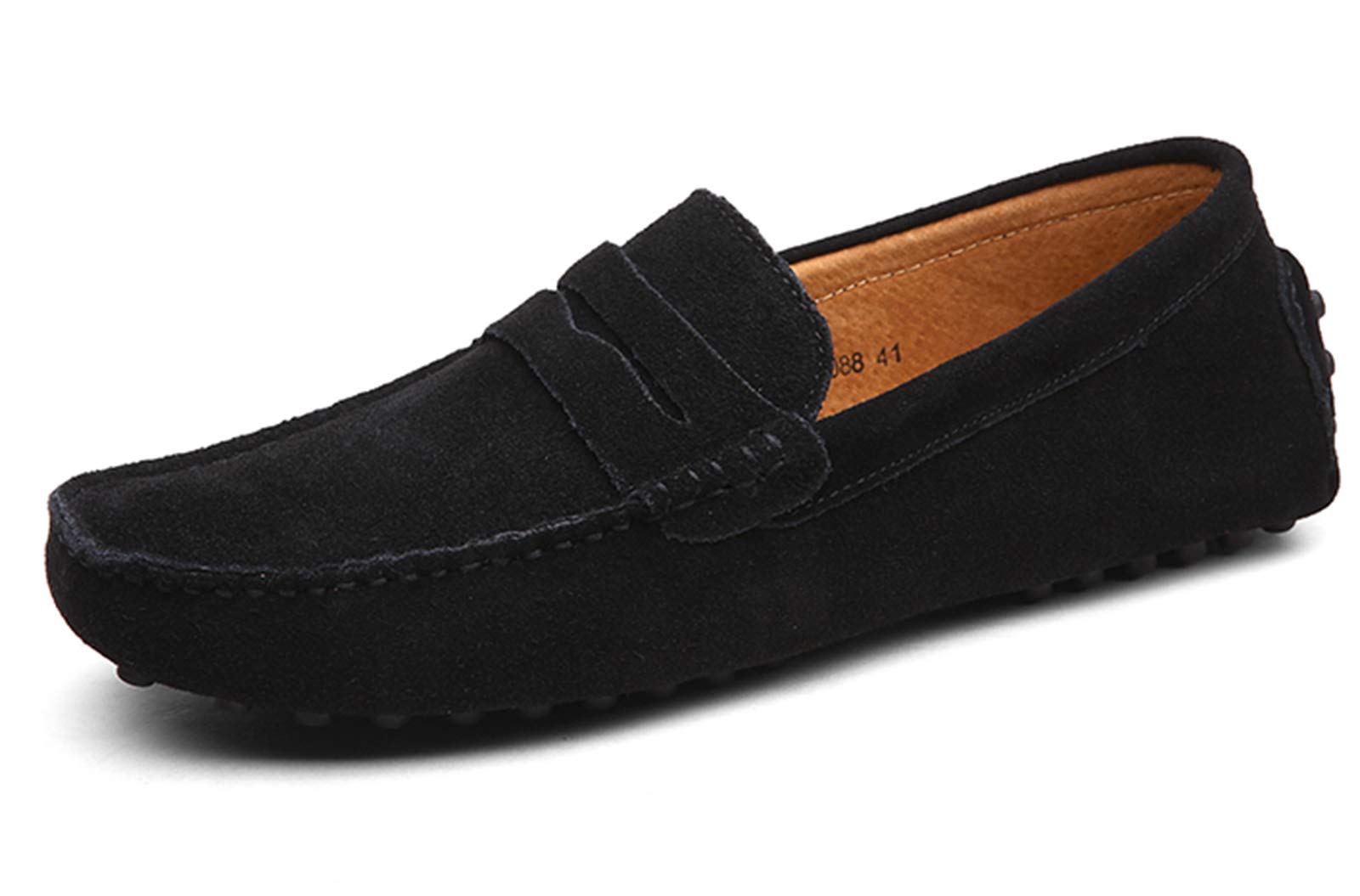 DUORO Herren Klassische Weiche Mokassin Echtes Leder Schuhe Loafers Wohnungen Fahren Halbschuhe (43,Schwarz)
