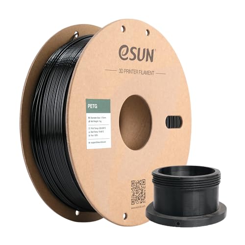 eSUN PETG Filament 1.75mm, PETG 3D Drucker Filament, Maßgenauigkeit +/- 0.05mm, 1KG (2.2 LBS) Spule für 3D Drucker in Vakuumverpackung, Solide Schwarz