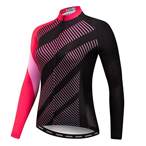 Radfahren Langarm Jersey Frauen Mountainbike Jersey Shirts Lange Rennrad Kleidung MTB Tops Sportbekleidung Pink Schwarz Größe S