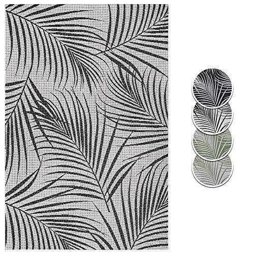 Flachgewebe In- und Outdoor Teppich Sumatra, Farben:Creme/schwarz, Größe:120x170 cm