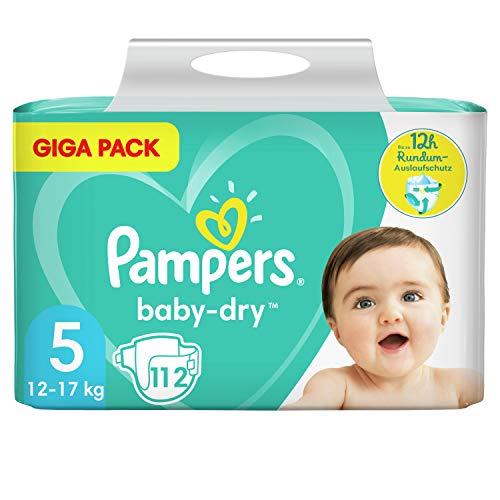 Pampers Baby-Dry Größe 5, 112 Windeln, bis zu 12 Stunden Rundumschutz, 11-16kg, Giga Pack