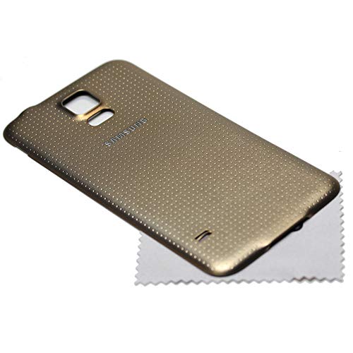 Akkudeckel für Samsung Original für Samsung Galaxy S5 Gold G900F Back Cover Rückwand mit mungoo Displayputztuch