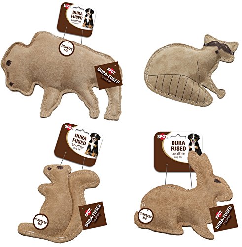 Ethical Pet Dura-Fused Buffalo, Waschbär, Eichhörnchen, und Kaninchen Leder Hund Toys (Bundle)